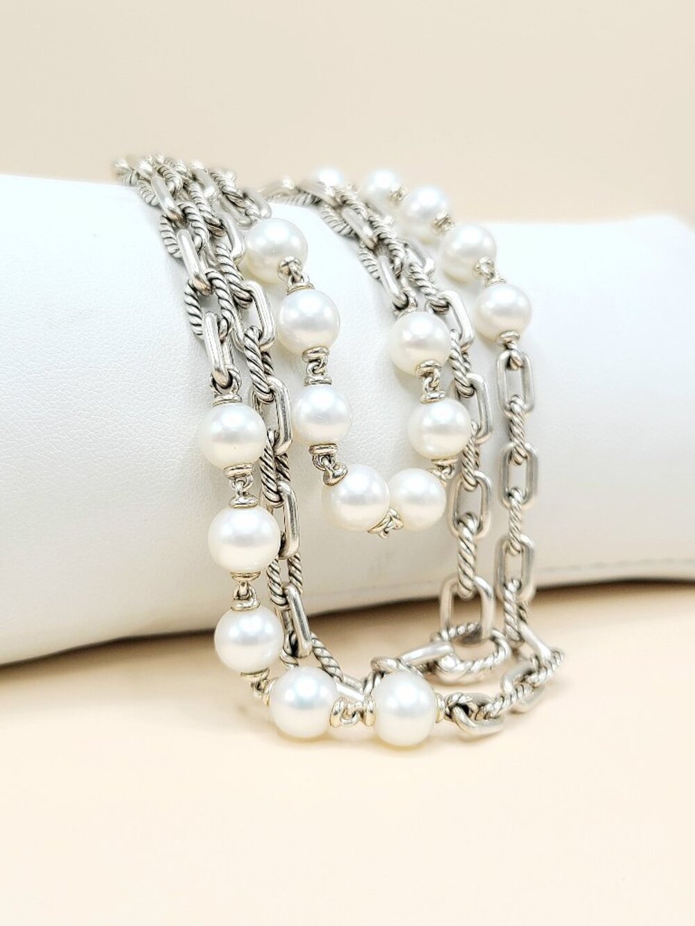 David Yurman Madison Chain Necklace w/ Pearls - 36" - RARE - Picture 6 of 15